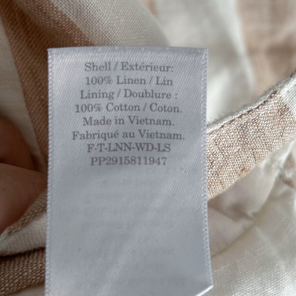 Everlane The Linen Top Long Sleeve Striped White Beige Sz 6 - Picture 6 of 8